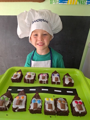 A young boy in a chef